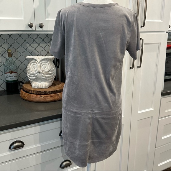 Akira Chicago Black Label Gray Faux Suede Boho Pullover Shift Dress Mini Size S - Picture 4 of 11